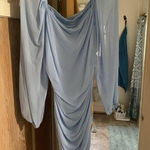 SHEIN Light Blue Long Sleeve Dress